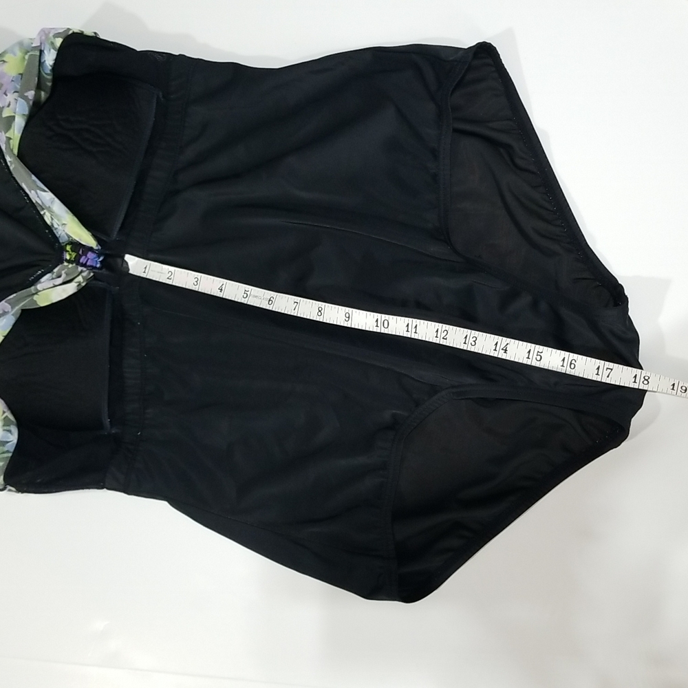 BLAIR Black Blue & Purple Pansie One Piece Dress Swimsuit - Picture 9 of 15